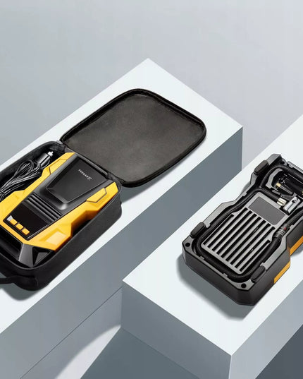 Automobilinis kompresorius 12V 230V Feegar, nešiojama oro pompa padangoms su LED