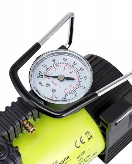 Carmotion 12V stūmoklinis oro kompresorius, 11 BAR, 35 l/min, analoginis manometras