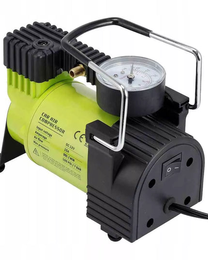 Carmotion 12V stūmoklinis oro kompresorius, 11 BAR, 35 l/min, analoginis manometras