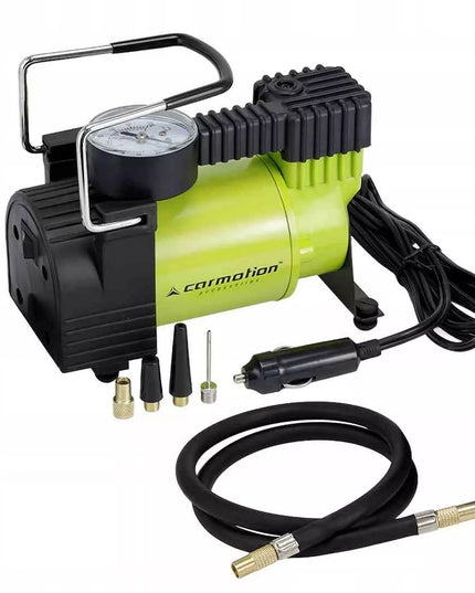 Carmotion 12V stūmoklinis oro kompresorius, 11 BAR, 35 l/min, analoginis manometras