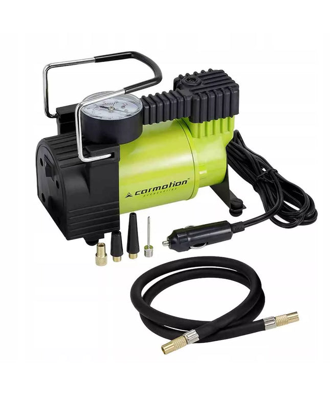 Carmotion 12V stūmoklinis oro kompresorius, 11 BAR, 35 l/min, analoginis manometras