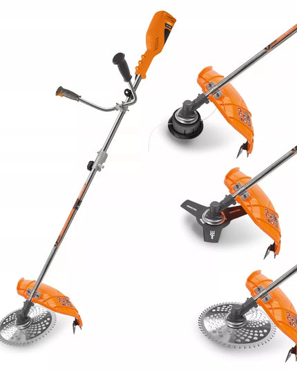 Elektrinė žoliapjovė DAEWOO DABC 1750E su galvute, trišakiais ašmenimis ir disku