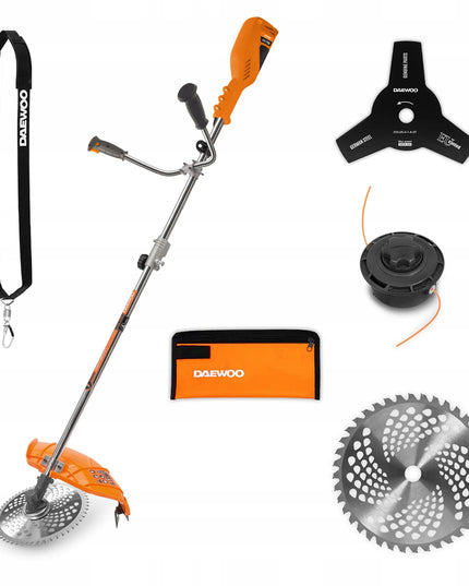 Elektrinė žoliapjovė DAEWOO DABC 1750E su galvute, trišakiais ašmenimis ir disku
