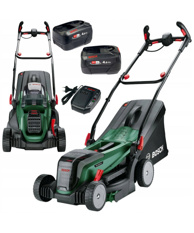 Akumuliatorinė vejapjovė BOSCH UniversalRotak 2x18V-37-550, 2x4,0Ah