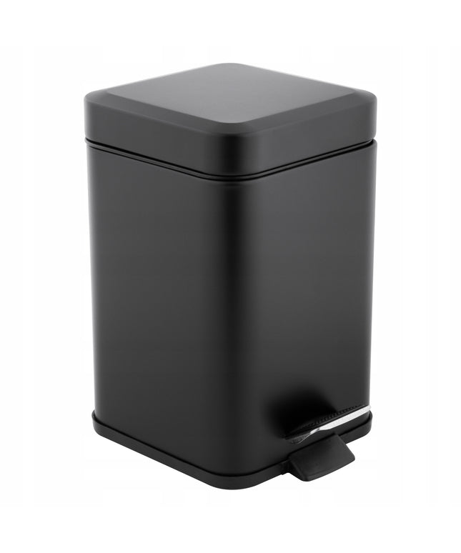 Maža juoda vonios šiukšliadėžė su pedalu, loft stiliaus