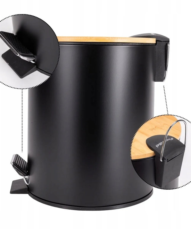 Kamille šiukšlių dėžė vonios kambariui ar biurui, 5l, juoda