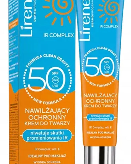 Lirene drėkinamasis veido kremas su SPF50 filtru ir vitaminu E, 40 ml