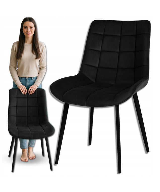 Aksominė dygsniuota paminkštinta kėdė su metalinėmis kojomis valgomajam, svetainei, Loft stiliaus