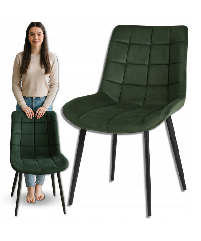 Aksominė dygsniuota paminkštinta kėdė su metalinėmis kojomis valgomajam, svetainei, Loft stiliaus