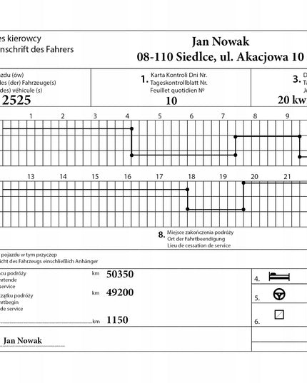 Vairuotojo darbo laiko knyga KONTROLLBUCH - 10 vnt