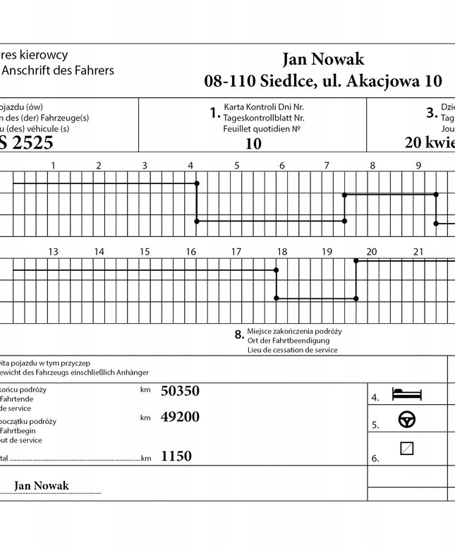 Vairuotojo darbo laiko knyga KONTROLLBUCH - 10 vnt