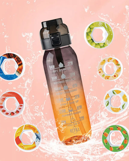 Kvapų buteliukas vandeniui, 1000 ml, su 7 aromato žiedais, įvairūs kvapai