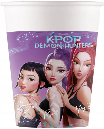 „K-POP Demon Hunters“ popieriniai puodeliai vaikų gimtadieniui, 200 ml, 8 vnt.