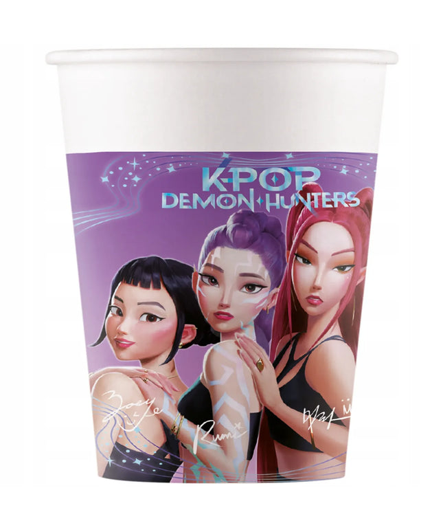 „K-POP Demon Hunters“ popieriniai puodeliai vaikų gimtadieniui, 200 ml, 8 vnt.