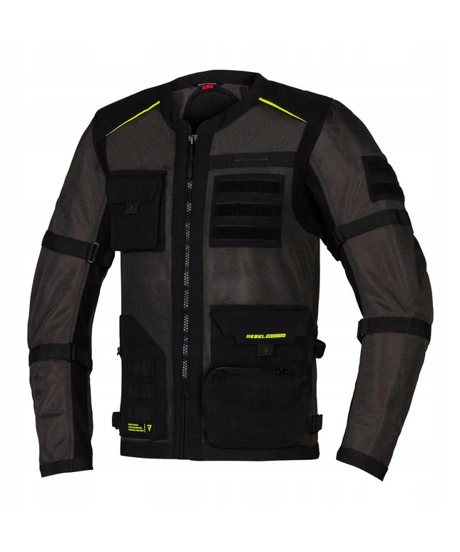 Motociklininko striukė Rebelhorn Brutale Dark Grey/Black/Flo Yellow XL