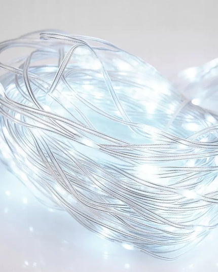 DEKORACINĖ ŠVIESOS UŽUOLAIDA langams, šaltai balta, 300 LED, 3x3m su pulteliu