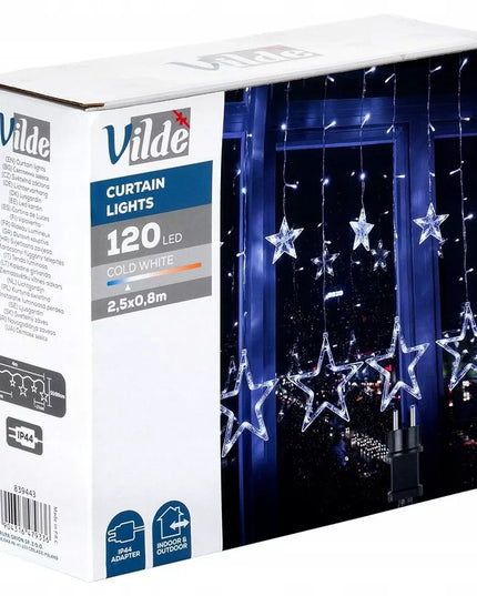 Šviečianti užuolaida Kalėdinė girlianda lauko sodui 120 LED 2,5m