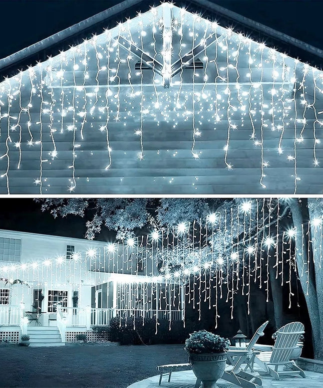 ŠVYTINTI užuolaida kalėdinė girlianda lauko sodo lemputės 500LED 11,5 m