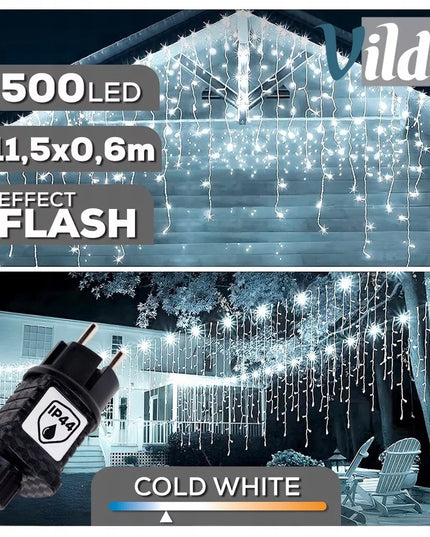 ŠVYTINTI užuolaida kalėdinė girlianda lauko sodo lemputės 500LED 11,5 m