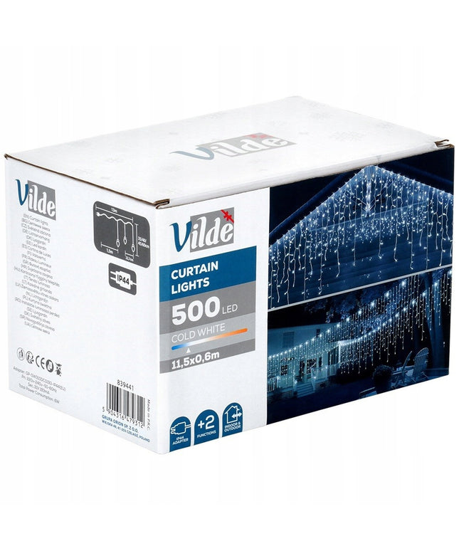 Šviečianti užuolaida girlianda lauko namų fasadams 500 LED 11m