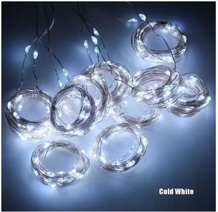 Kalėdinė LED užuolaida 3x3m, 300 mikro lempučių, USB, pultelis, kabliukai, šaltai balta