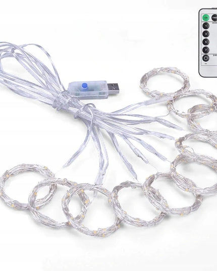 POWERON RS-1017WW šviesos užuolaida, 3 × 2 m, 200 geltonų mikroLED lempučių, USB, su pulteliu