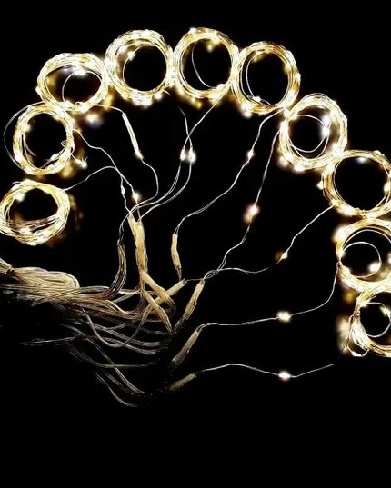 POWERON RS-1017WW šviesos užuolaida, 3 × 2 m, 200 geltonų mikroLED lempučių, USB, su pulteliu