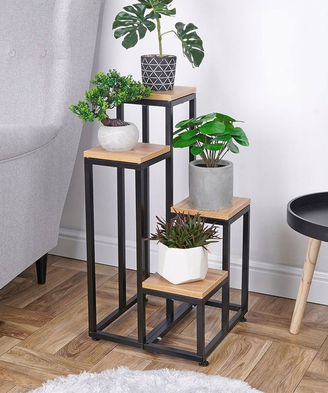 METALINIS 4 PAKOPŲ STOVAS GĖLĖMS, AUGALAMS, VAZONAMS