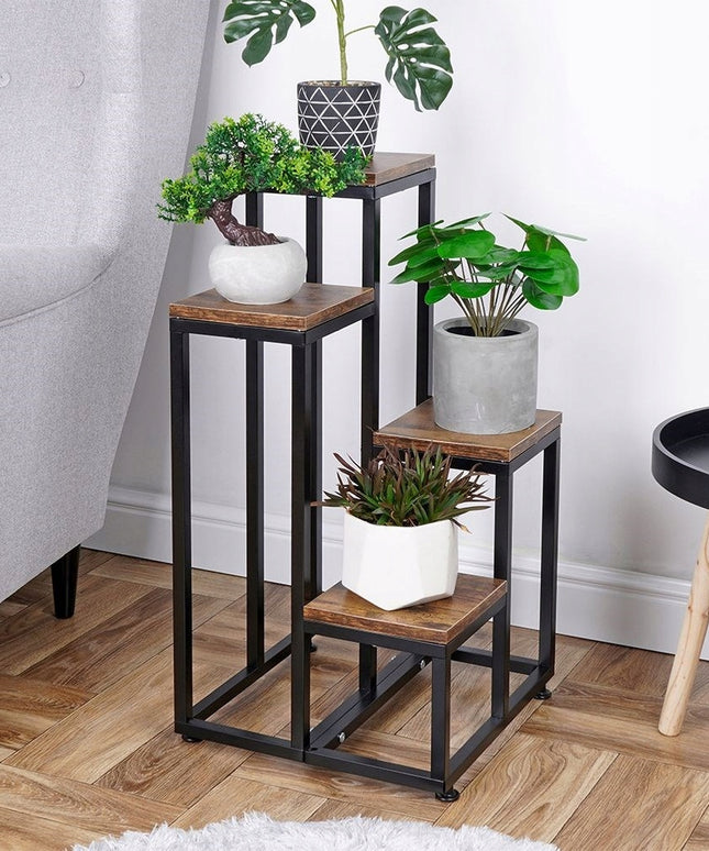 METALINIS 4 PAKOPŲ STOVAS GĖLĖMS, AUGALAMS, VAZONAMS