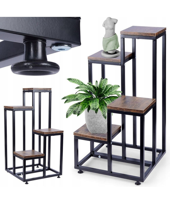 METALINIS 4 PAKOPŲ STOVAS GĖLĖMS, AUGALAMS, VAZONAMS