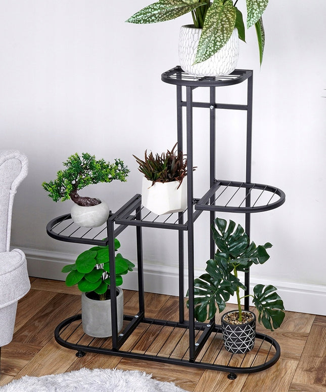 5 pakopų metalinis gėlių stovas vazonams, augalams, gėlėms