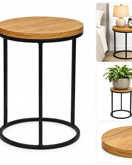 Apvalus gėlių stovas su stalviršiu ąžuolo spalvos 40 cm