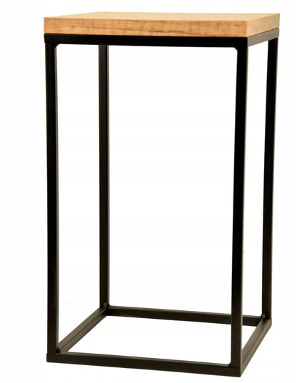 Gramix metalinis gėlių stovas 40 cm, staliukas su ąžuolo spalvos stalviršiu, juodas