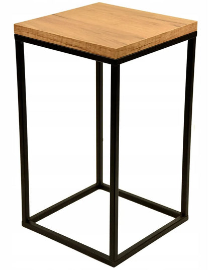 Gramix metalinis gėlių stovas 40 cm, staliukas su ąžuolo spalvos stalviršiu, juodas