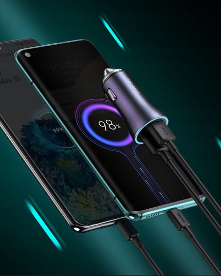 Automobilinis USB-C USB įkroviklis BASEUS 40W PD QC SCP FCP AFC Galingas Greitas