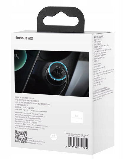 Automobilinis USB-C USB įkroviklis BASEUS 40W PD QC SCP FCP AFC Galingas Greitas