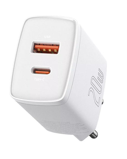 Įkroviklis BASEUS USB USB-C 20W Telefonui, 2 prievadai, Universalus, Greitas QC 3A