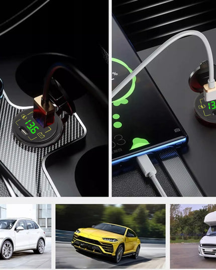 Automobilinis, motociklo ir valties USB bei USB-C įkroviklis, 3,4 A, hermetiškas, 12 V / 24 V