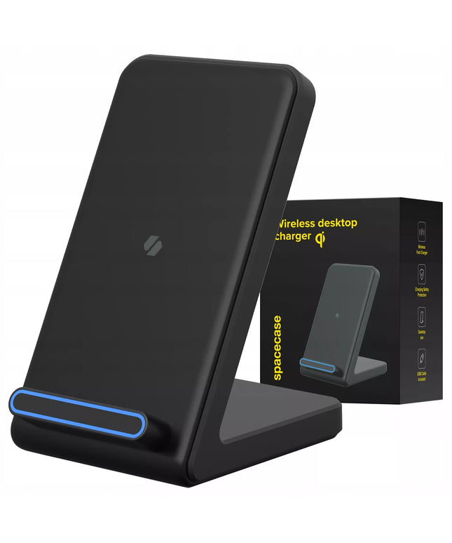 Spacecase indukcinis belaidis QI įkroviklis su telefono stovu 15W