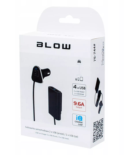 AUTOMOBILINIS ĮKROVIKLIS 2X USB IQ SMART 5V 12V 24V LAIDAS 1,7M