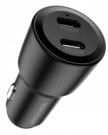 Automobilinis įkroviklis 60W 2x USB-C Type-C greitas įkrovimas QC 3.0 12V/24V