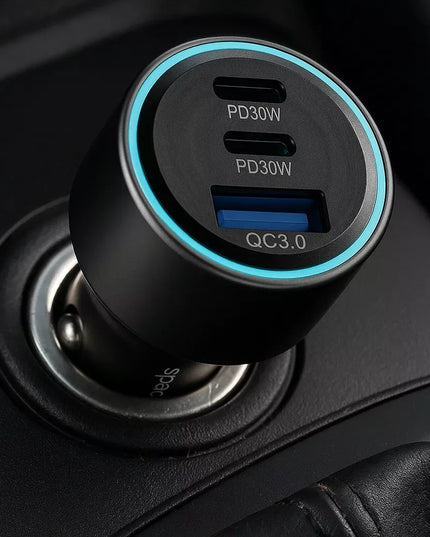 AUTOMOBILINIS ĮKROVIKLIS 60W USB, 2X USB-C, GREITAS ĮKROVIMAS 12V / 24V