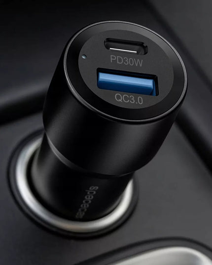Automobilinis įkroviklis 60W USB telefonui į cigarečių degiklio lizdą USB-C 12V/24V QC