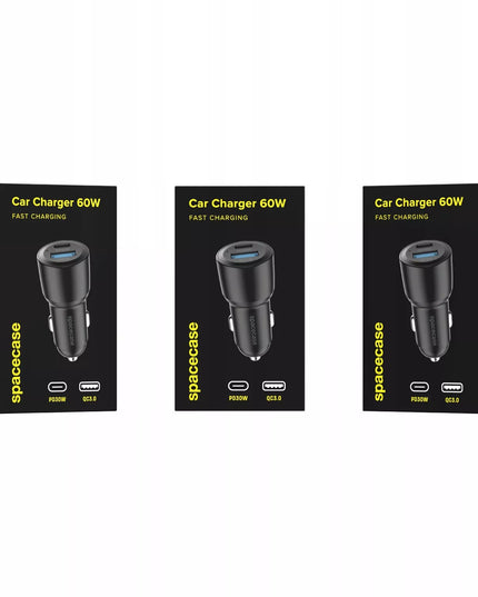 Automobilinis įkroviklis 60W USB telefonui į cigarečių degiklio lizdą USB-C 12V/24V QC