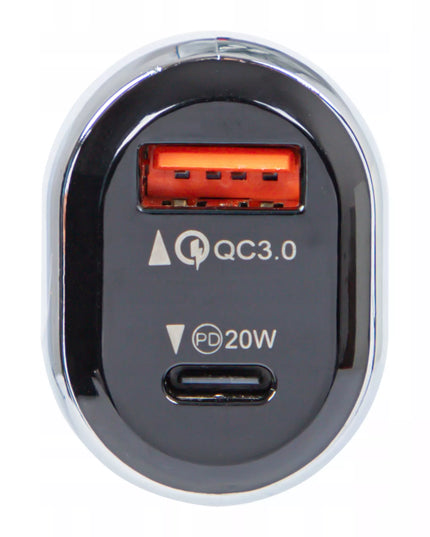 Automobilinis įkroviklis, greitasis įkrovimas, USB, USB-C PD QC, 38W, galingas