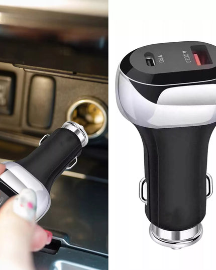 Automobilinis įkroviklis, greitasis įkrovimas, USB, USB-C PD QC, 38W, galingas