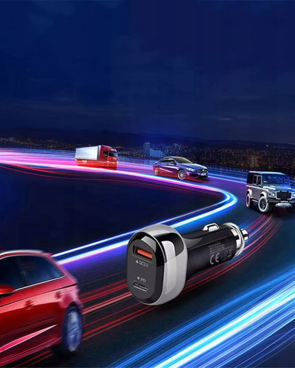 Automobilinis įkroviklis, greitasis įkrovimas, USB, USB-C PD QC, 38W, galingas