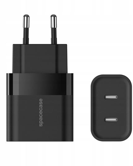 Spacecase 20W tinklo įkroviklis, universalus, greitas, 2x USB-C jungtys