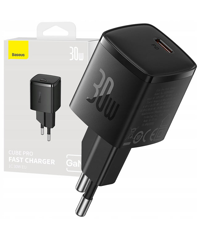 BASEUS 30W GaN USB-C Sieninis įkroviklis, kompaktiškas, saugus, kelioninis