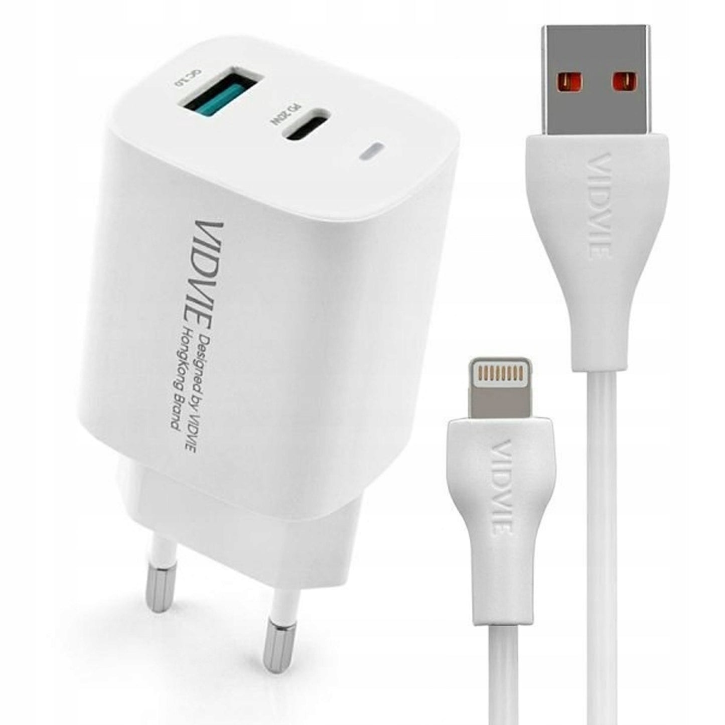 Sieninis įkroviklis iPhone 1x USB + 1x Type C + Lightning